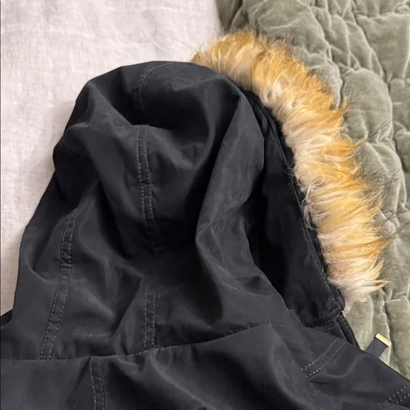 Madison Black Coat with Faux Fur Hood - Picture 14 of 14